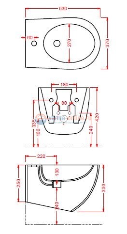 Биде ArtCeram File 2.0 FLB001 03; 00, подвесное