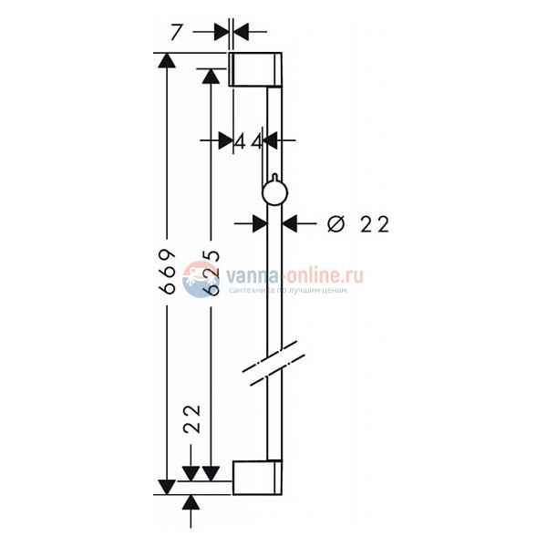 Штанга для душа Hansgrohe Unica'Croma 65 см, 26505000 Штанга для душа Hansgrohe Unica'Croma 65 см, 26505000