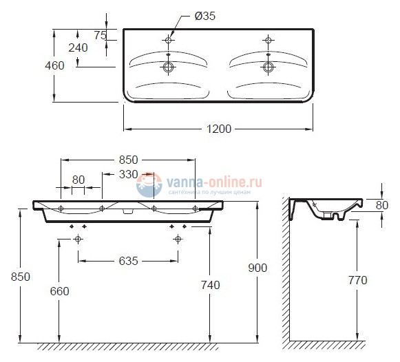 Раковина Jacob Delafon Replay E4488-00, 120*46 см