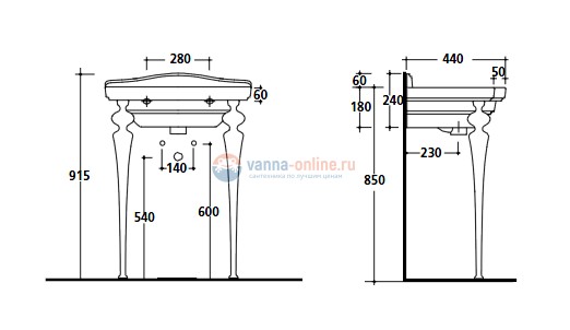 Раковина Galassia Ethos 8432, 65*44*h24 см