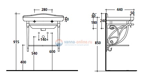 Раковина Galassia Ethos 8432, 65*44*h24 см