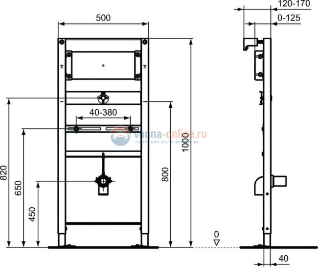 Универсальная рама для монтажа писсуара Ideal Standard PROSYS R016367 Универсальная рама для монтажа писсуара Ideal Standard PROSYS R016367