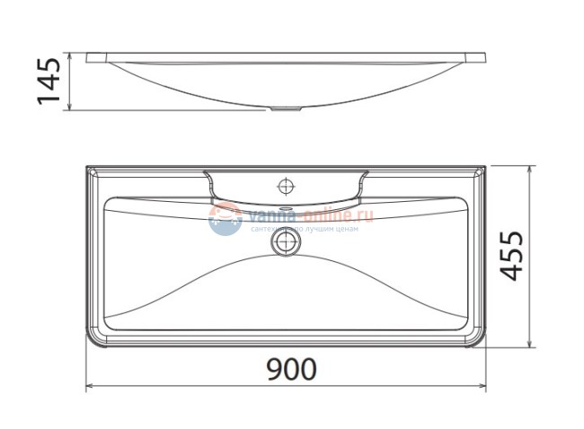 Раковина из искусственного мрамора BelBagno BB900/455-LV-MR-ALR, 90 x 45.5 x 14.5 см