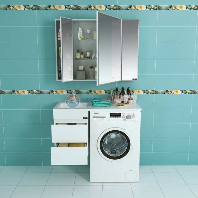 Тумба под раковину СаНта Марс-38 227004 над стиральной машиной, подвесная