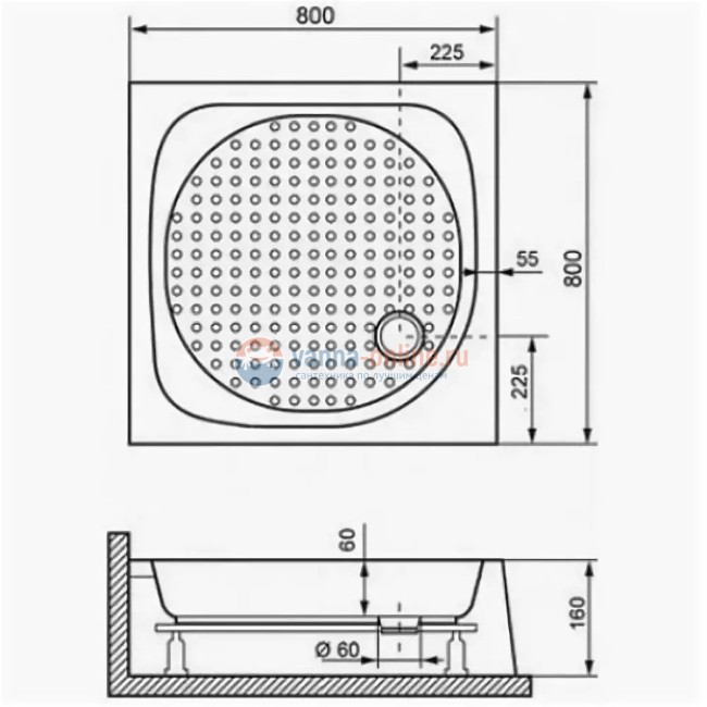 Душевой поддон RGW Lux/TN 16180188-21 80 x 80 см акриловый, квадратный, цвет белый