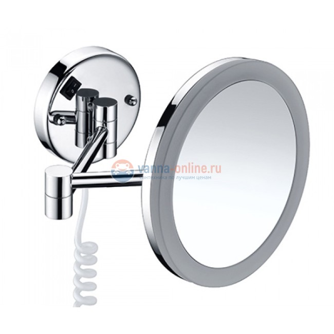 Настенное косметическое зеркало WasserKRAFT K-1004 с 3-х кратным увеличением и Led-подсветкой, цвет держателя - хром Настенное косметическое зеркало WasserKRAFT K-1004 с 3-х кратным увеличением и Led-подсветкой, цвет держателя - хром