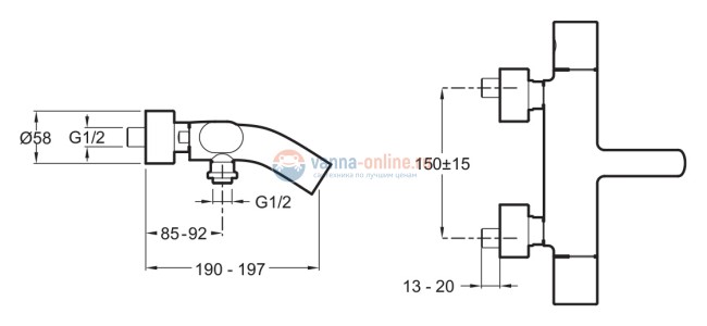 Смеситель Jacob Delafon Talan E10089 для ванны и душа термостататический Смеситель Jacob Delafon Talan E10089 для ванны и душа термостататический