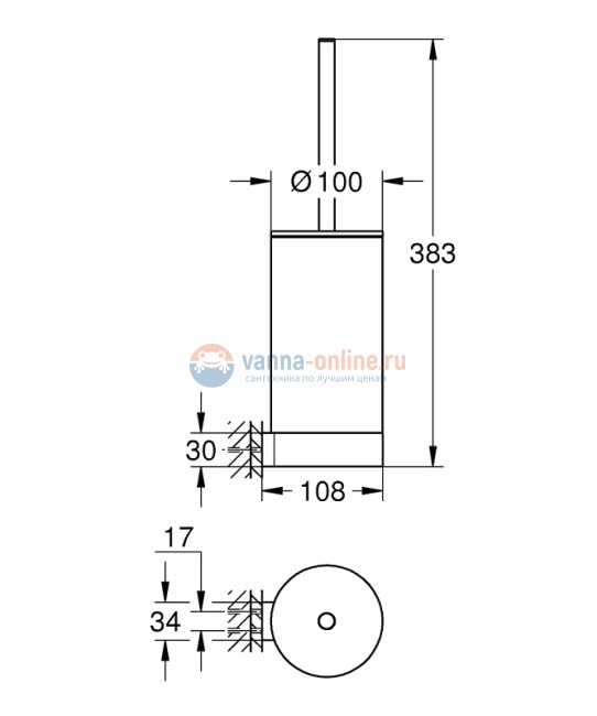 Ершик для туалета с держателем Grohe Selection 41076AL0, черный графит матовый