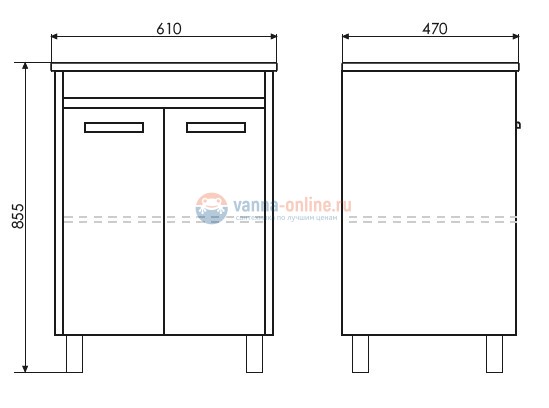 Тумба Comforty Тулуза 60Д белый глянец/сосна лоредо с раковиной Quadro 60