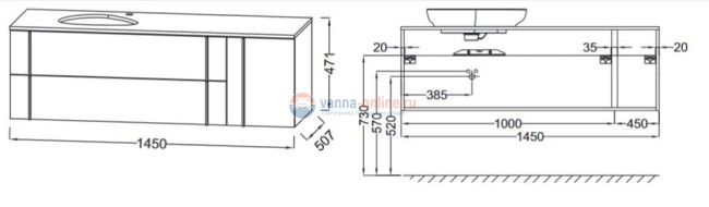 Тумба под раковину Jacob Delafon Nouvelle Vague 145 EB3043RU-S25, синий шторм сатин