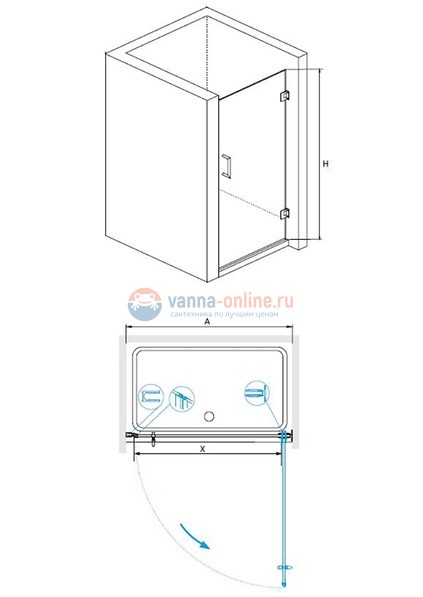 Душевая дверь RGW HO-01, 01060108-11, 80 х 195 см распашная, стекло прозрачное, хром