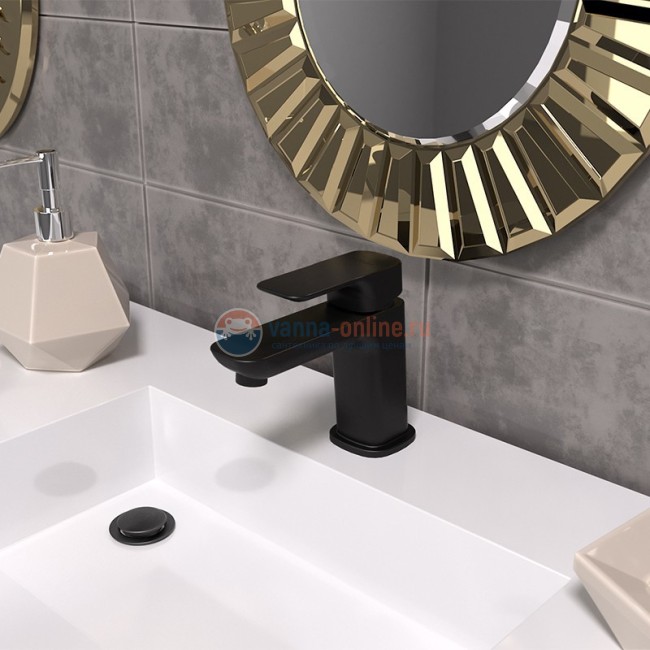 Смеситель для раковины Paini Nove без донного клапана, средний, черный Смеситель для раковины Paini Nove без донного клапана, средний, черный