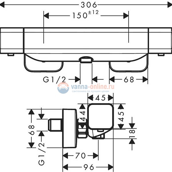 Смеситель Hansgrohe Ecostat E 15773000 для душа термостатический Смеситель Hansgrohe Ecostat E 15773000 для душа термостатический