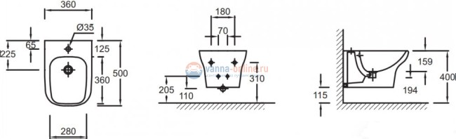 Биде Jacob Delafon Vox EME0002-00 подвесное Биде Jacob Delafon Vox EME0002-00 подвесное