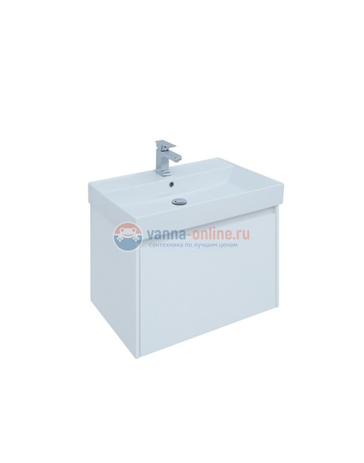 Тумба с раковиной Aquanet Nova Lite 75, 1 + 1 ящик в ящике, белый глянец