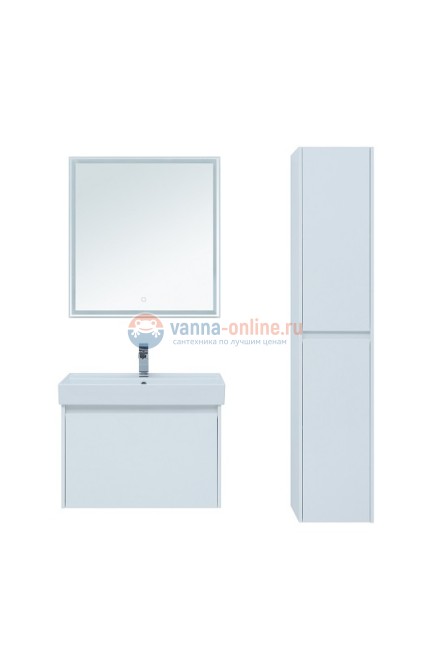 Тумба с раковиной Aquanet Nova Lite 75, 1 + 1 ящик в ящике, белый глянец