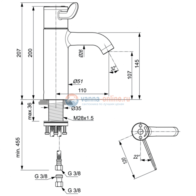 Смеситель Ideal Standard  CERAPLUS 2.0 A6692AA для умывальника