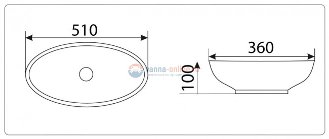 Раковина CeramaLux Серия N 9022 накладная, белый Раковина CeramaLux Серия N 9022 накладная, белый