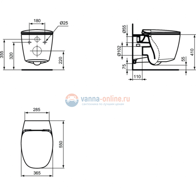 Подвесной унитаз Ideal Standard Dea AquaBlade с сиденьем, белый, T348701/T676601