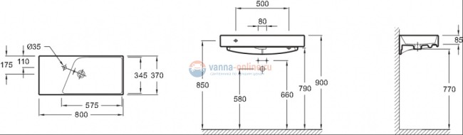 Подвесная раковина Jacob Delafon Rythmik EXP112-00