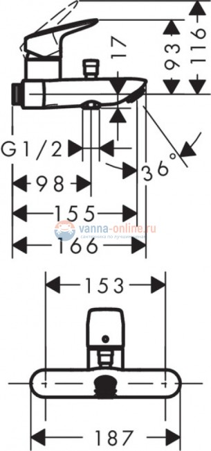 Смеситель для ванны и душа Hansgrohe Logis 71430000