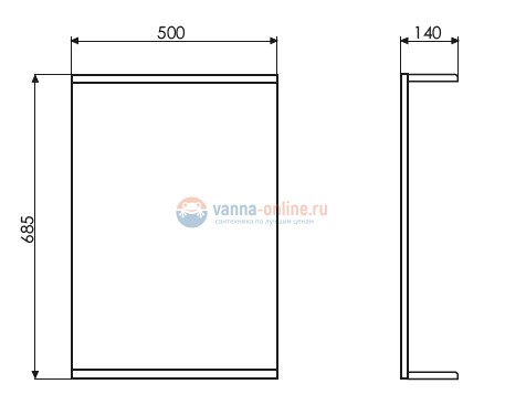 Зеркало с подсветкой Comfortу К-50 белый глянец с полкой