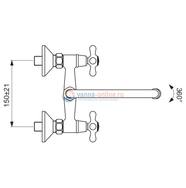 Смеситель Vidima РЕТРО (Retro) BA121AA для раковины, настенный, поворотный излив, хром Смеситель Vidima РЕТРО (Retro) BA121AA для раковины, настенный, поворотный излив, хром