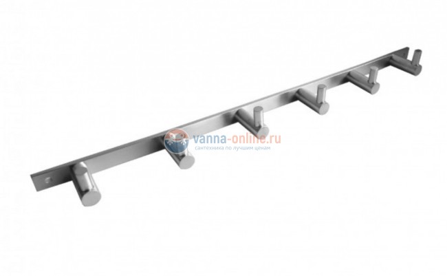 Планка с 6 крючками Bemeta Neo 104606115 41 см, хром матовый Планка с 6 крючками Bemeta Neo 104606115 41 см, хром матовый