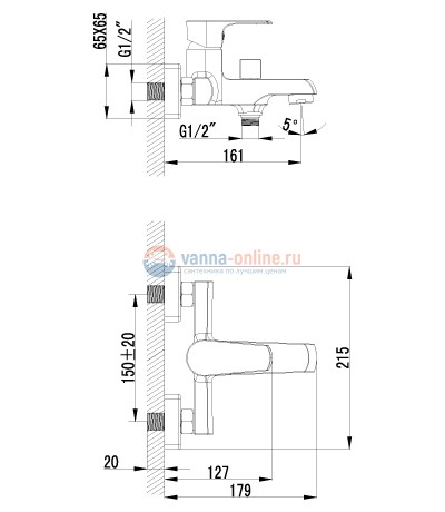 Смеситель Lemark plus Factor LM1612C для ванны и душа Смеситель Lemark plus Factor LM1612C для ванны и душа