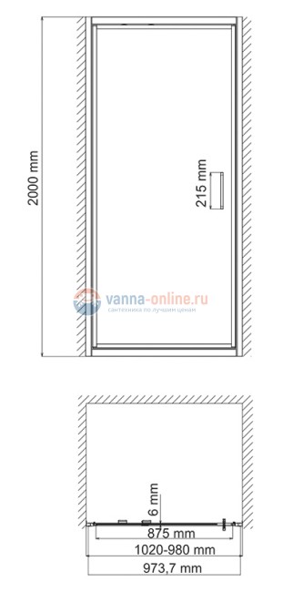 Душевая дверь WasserKRAFT Salm 27I12, поворотно-складная, 100 х 200 см