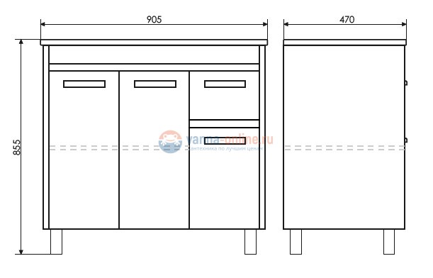 Тумба Comforty Тулуза 90 белый глянец/сосна лоредо с раковиной Comforty 90E