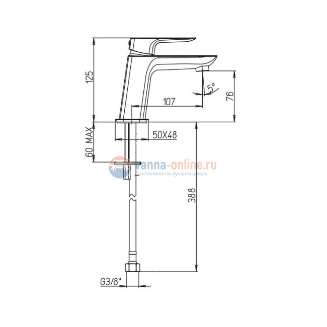 Смеситель для раковины Paini Nove без донного клапана, черный