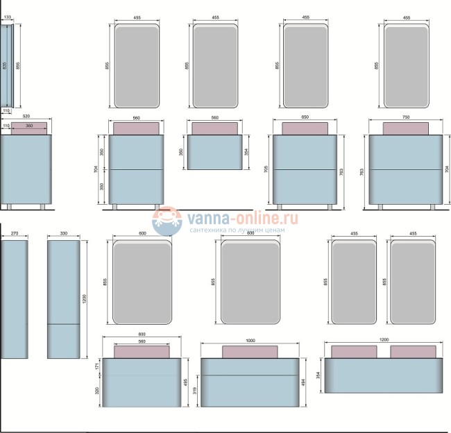 Тумба под раковину Raval Pure 56 Pur.01.56/N/W, напольная, белая