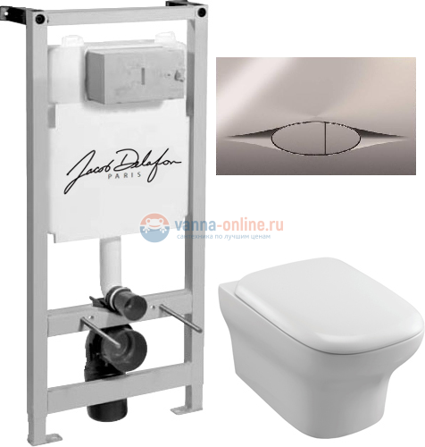 Инсталляция Jacob Delafon с безободковым унитазом Jacob Delafon Vox EDM102, сиденье микролифт клавиша хром, комплект 322610 Инсталляция Jacob Delafon с безободковым унитазом Jacob Delafon Vox EDM102, сиденье микролифт клавиша хром, комплект 322610