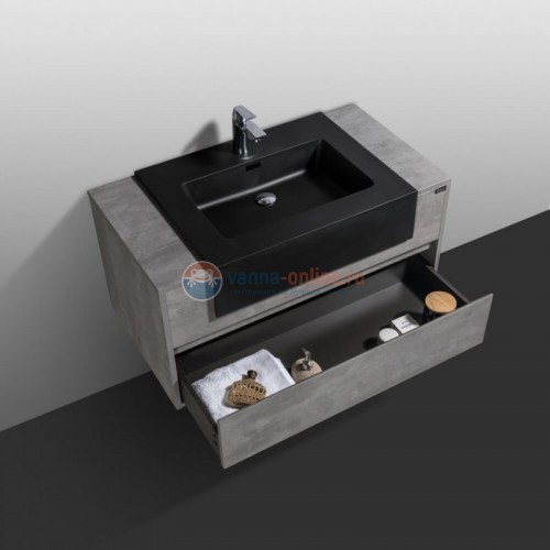 Тумба с раковиной Black&White Universe 100 см, серый (G.ash), черный