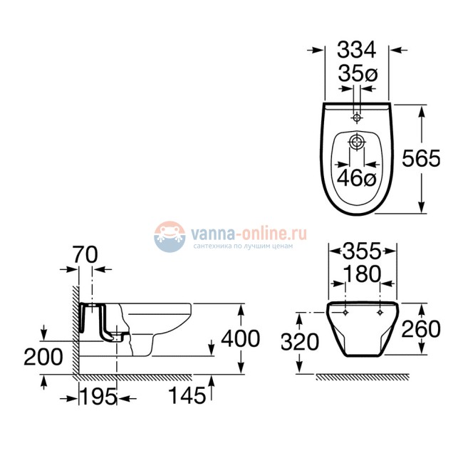 Биде Roca Victoria 35530500S подвесное Биде Roca Victoria 35530500S подвесное