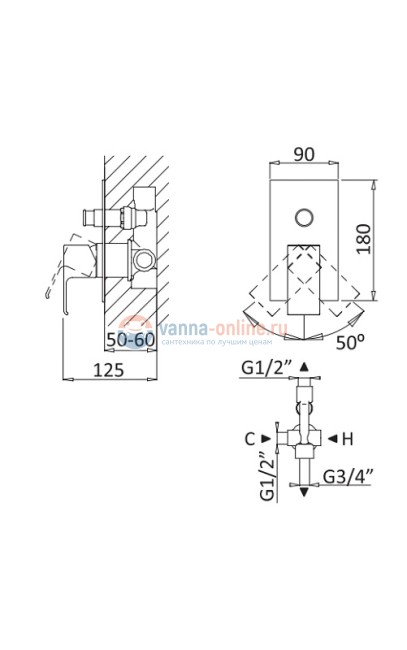Смеситель для душа Cezares Porta PORTA-VDIM-NOP, черный матовый Смеситель для душа Cezares Porta PORTA-VDIM-NOP, черный матовый
