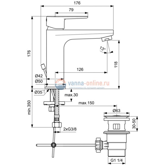 Смеситель для раковины Ideal Standard CERAFINE MODEL O BC496AA