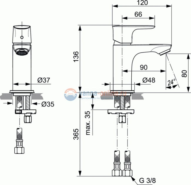 Смеситель для раковины Ideal Standard CONNECT AIR A7018AA