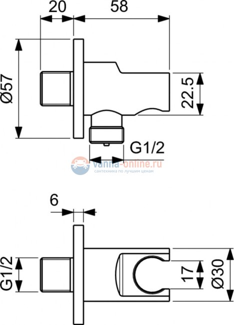 Держатель с подключением душевой лейки 1/2" Ideal Standard IDEALRAIN BC807AA Держатель с подключением душевой лейки 1/2" Ideal Standard IDEALRAIN BC807AA
