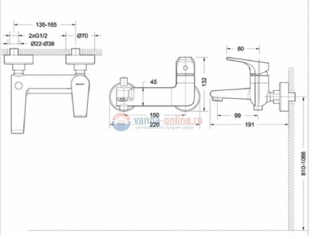 Смеситель Bravat Vega F6119177CP-01 для ванны Смеситель Bravat Vega F6119177CP-01 для ванны