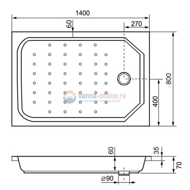 Душевой поддон RGW Style 16183814-11, 140 х 80 см, белый