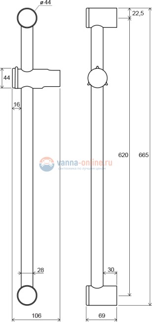 Душевой держатель Ravak 972.00 подвижный, 60 см