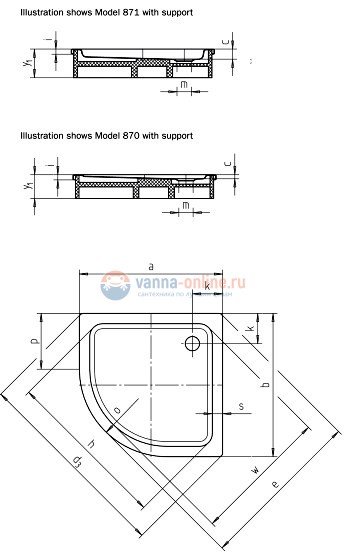 Поддон душевой Kaldewei Arrondo Mod 873-2 100 x 100 cм, 4603.3500.0001, R 550 мм