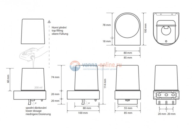 Дозатор жидкого мыла Bemeta Omega 104309322 8.5 x 10 x 11.4 см, белый, хром