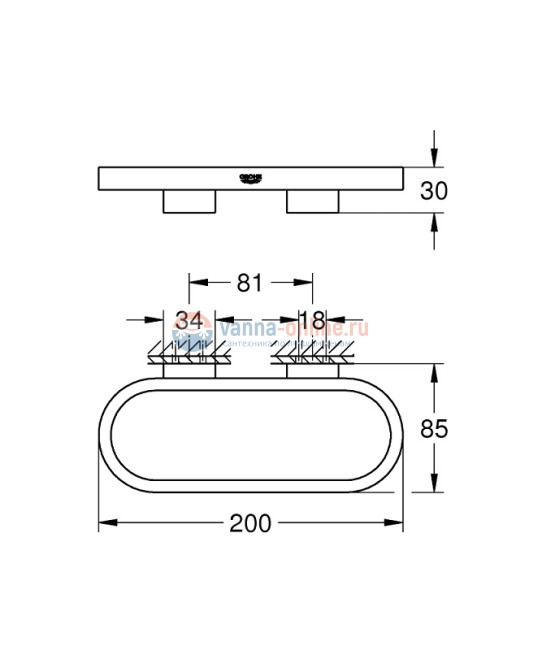 Держатель для полотенца, мыльницы или душевой полочки Grohe Selection 41035DL0, розовая бронза матовая