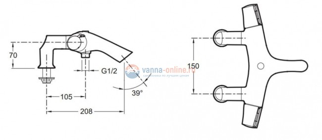 Смеситель Jacob Delafon Symbol E71685-CP для ванны термостатический Смеситель Jacob Delafon Symbol E71685-CP для ванны термостатический