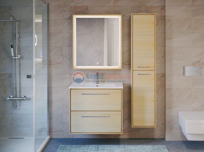 Зеркало Raval Frame Fra.02.75/DS, 75 см, с подсветкой, дуб сонома