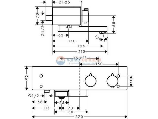 Смеситель для ванны и душа Hansgrohe ShowerTablet 350, 13107400, термостатический, белый/хром