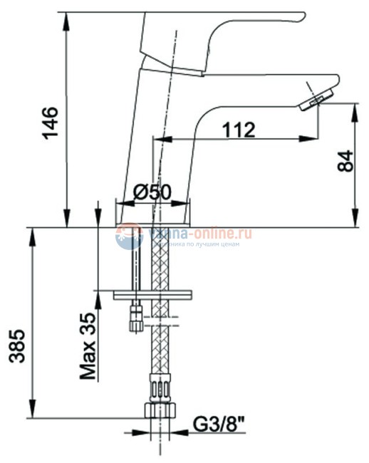 Смеситель E.C.A Niobe 102188053EX для раковины